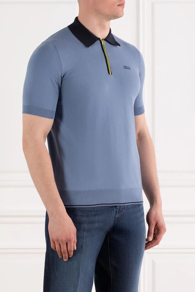 Zilli поло цвета бледно-голубого оникса на молнии с контрастным воротником
из хлопка 189013 - фото 3