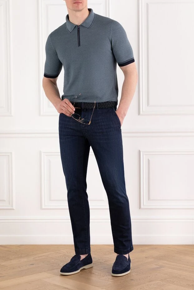 Zilli поло на молнии серого цвета из шелка с вставками из кожи крокодила 
 189017 - фото 2