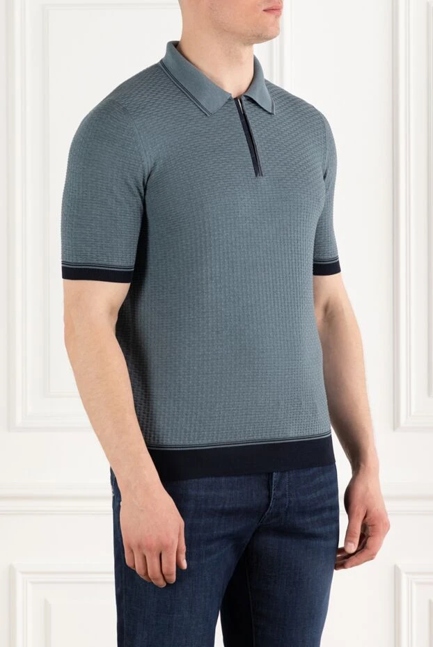 Zilli поло на молнии серого цвета из шелка с вставками из кожи крокодила 
 189017 - фото 3