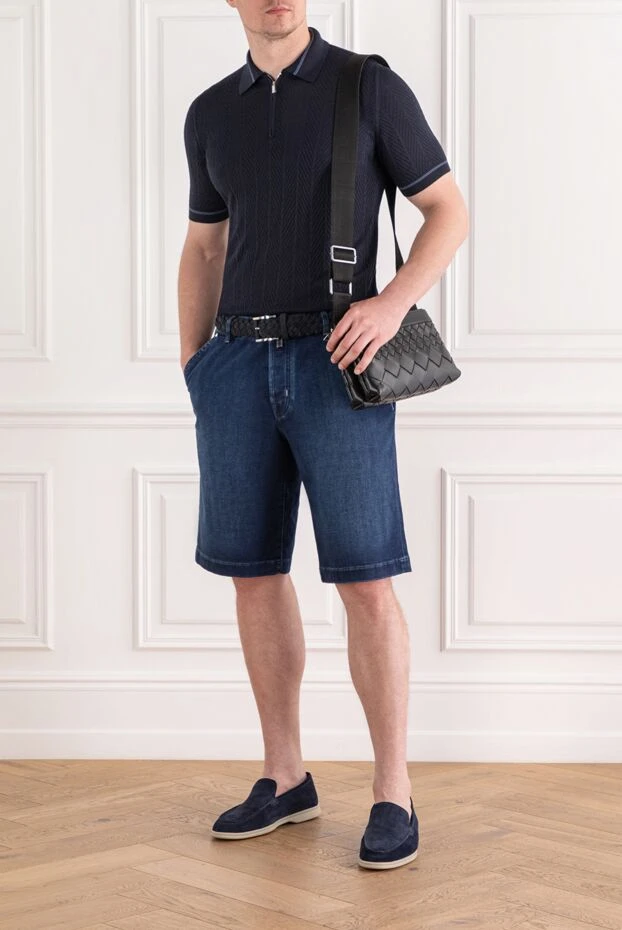 Zilli поло на молнии темно-синего цвета с вязаной структурой
из шелка 189021 - фото 2