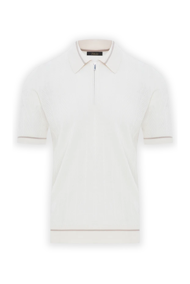Поло на молнии белого цвета с вязаной структурой
из шелка - фото 1
