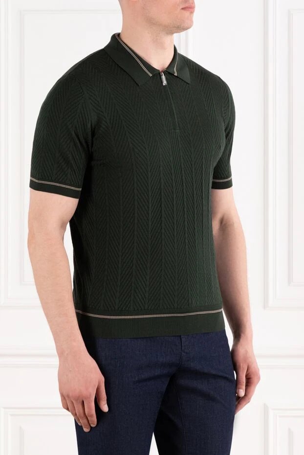 Zilli поло на молнии темно-зеленого цвета с вязаной структурой
из шелка 189023 - фото 3