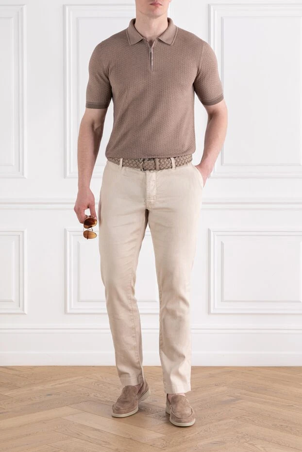 Polo shirt made of silk jersey with crocodile details brown - photo 2