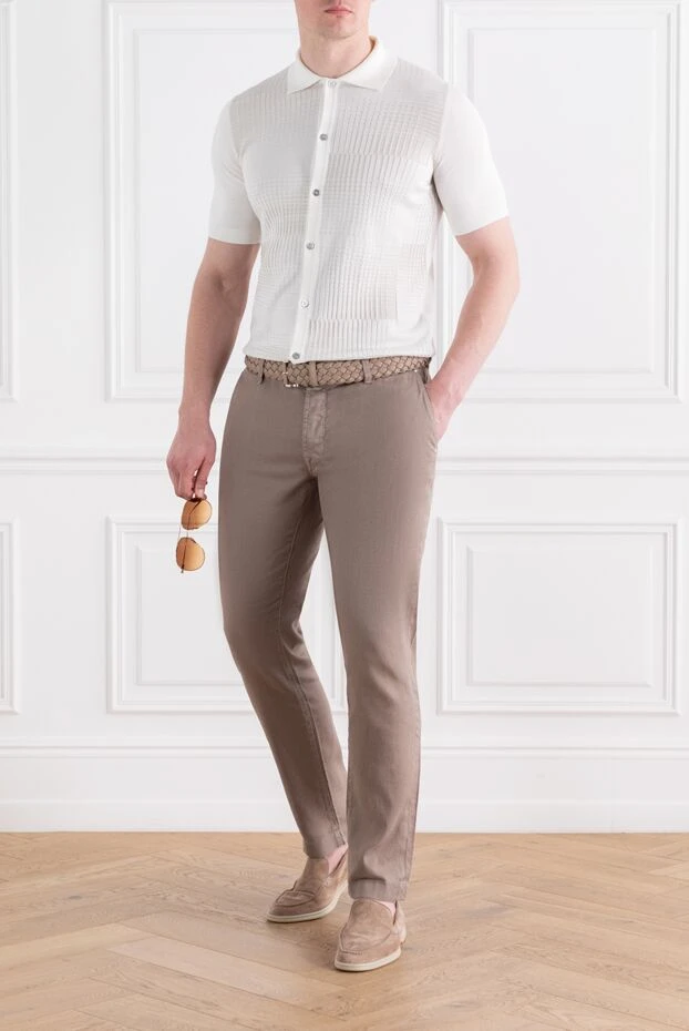 Жібек пен мақтадан жасалған текстуралы үлгідегі түймелері бар жазғы поло
 - фото 2