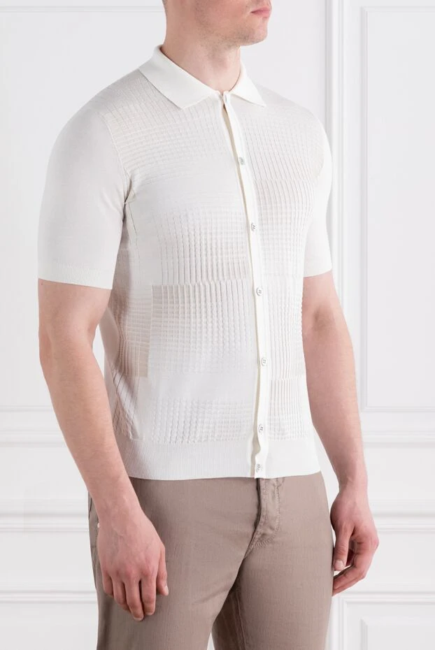 Zilli летнее поло на пуговицах с текстурным узором из шелка и хлопка
 189025 - фото 3