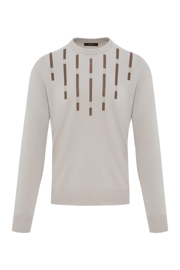 Zilli былғары бөлшектері бар мақта және жібектен жасалған бежевый ерлерге арналған секіргіш 189026 - фото 1