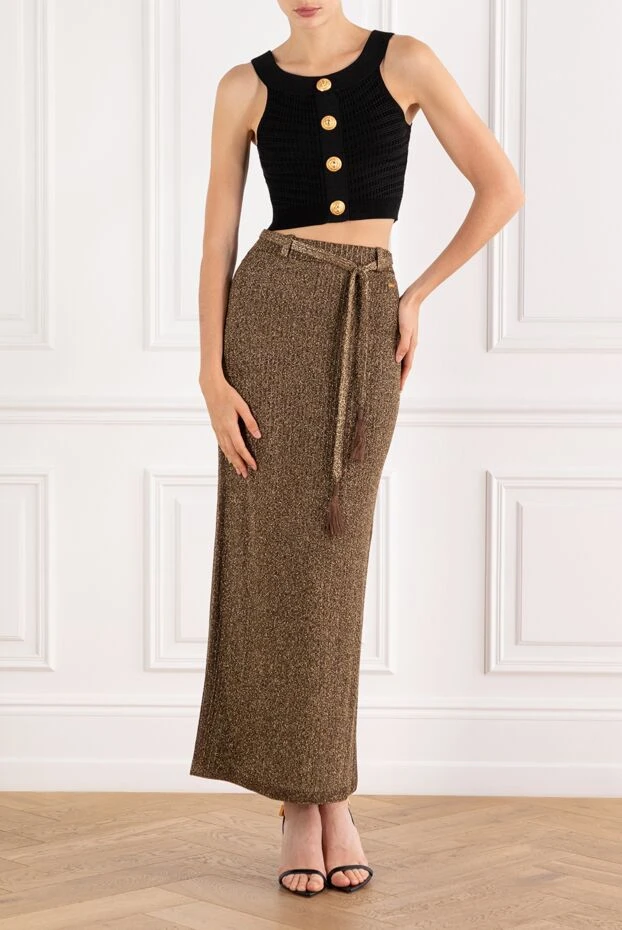 Balmain cropped knit top with buttons in black 189029 - photo 2