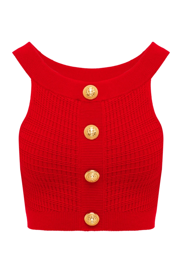 Қызыл түймелері бар қысқартылған тоқылған топ - фото 1