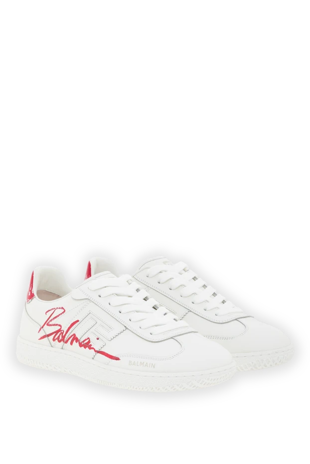 Balmain аққу ерін далабы бұзау терісінен жасалған былғары кроссовкалар ерін далабы print white
 189032 - фото 3