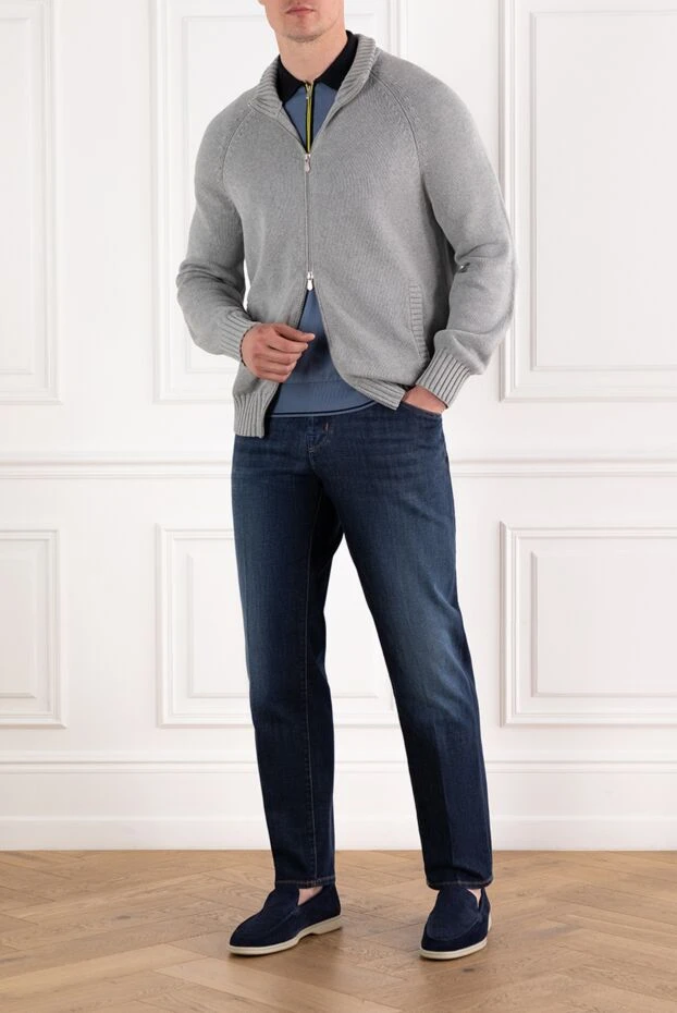 Jacob Cohen мужские джинсы темно-синие с контрастной строчкой
 189038 - фото 2