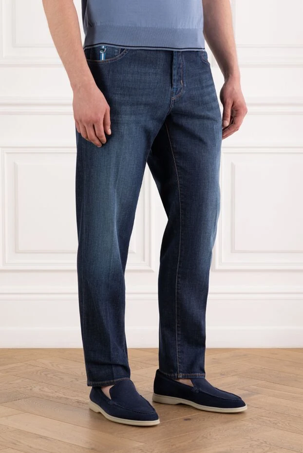 Jacob Cohen мужские джинсы темно-синие с контрастной строчкой
 189038 - фото 3