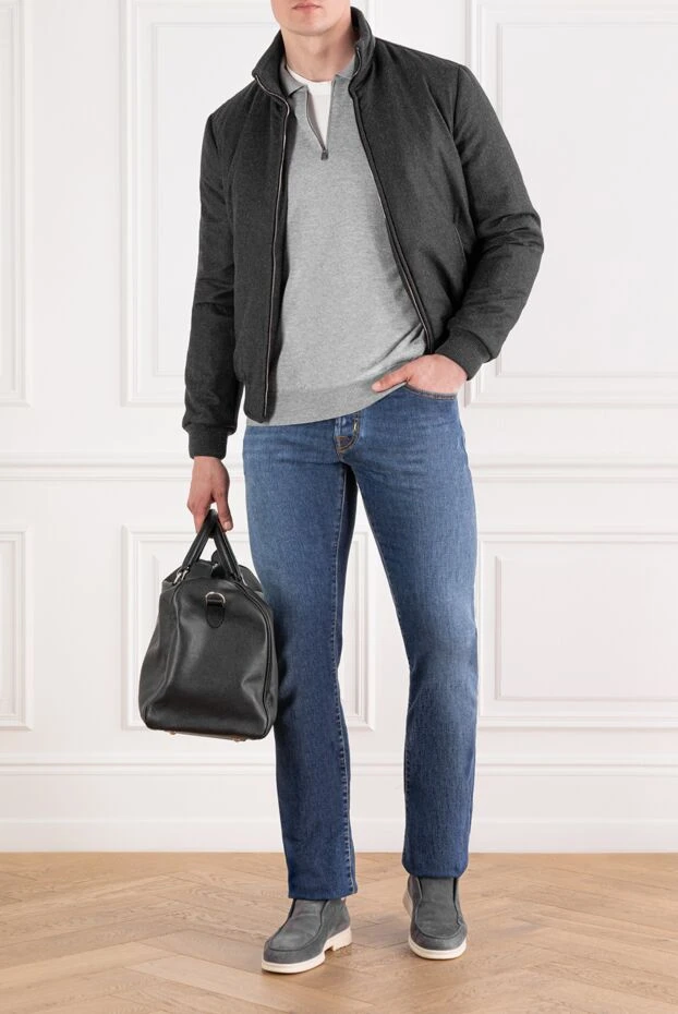 Jacob Cohen мужские классические джинсы светло-синие с контрастной строчкой
 189039 - фото 2