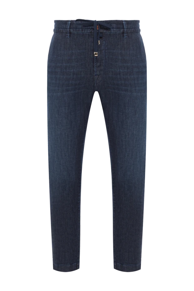 Blue Men's Distressed Cotton Jeans With Drawstring - photo 1