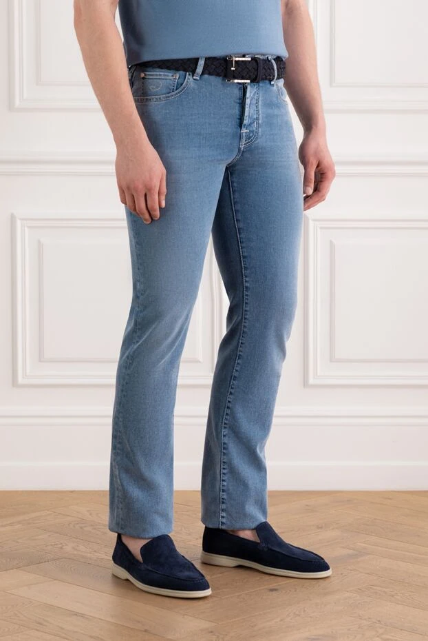 Jacob Cohen светло-голубые джинсы bard с пятью карманами и нашивкой-логотипом 189042 - фото 3