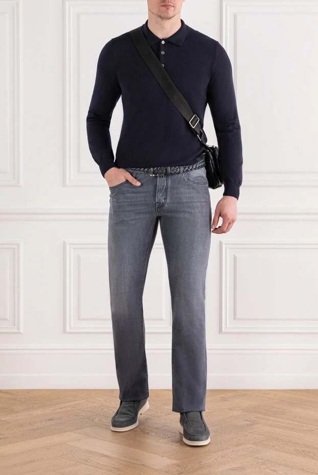 Jacob Cohen мужские серые джинсы с эффектом потертости из эластичного хлопка 189046 - фото 2