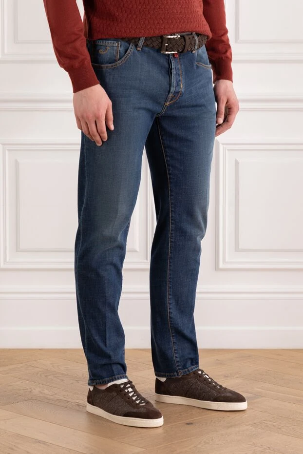 Jacob Cohen джинсы прямого кроя из мягкого хлопкового денима с эластичностью и фирменной прострочкой
 189047 - фото 3