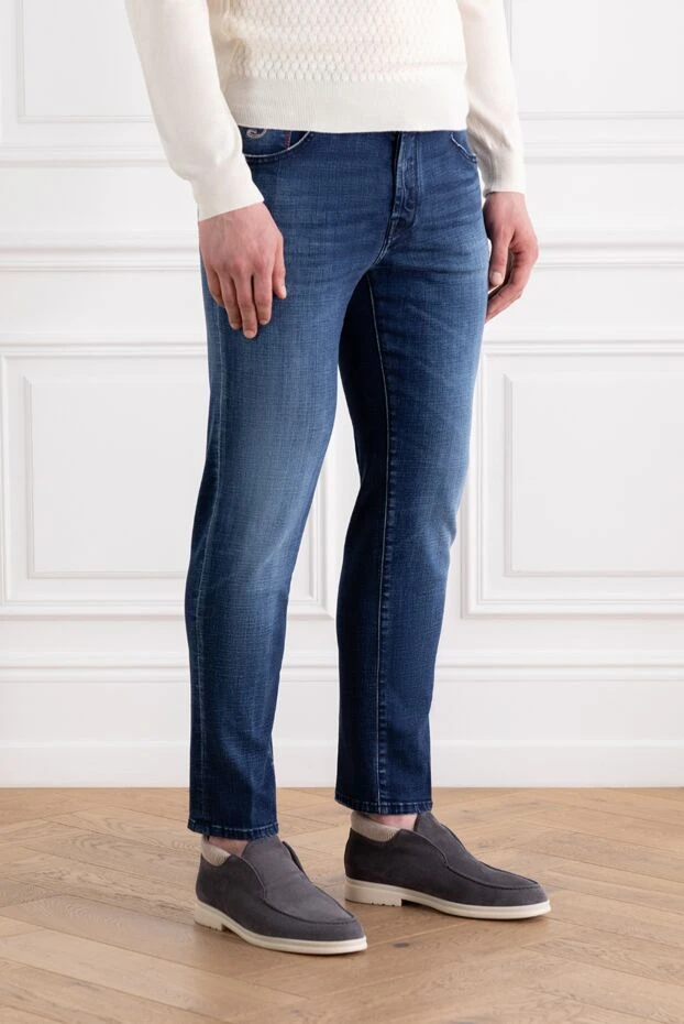 Jacob Cohen прямые джинсы с темно-синим эффектом стирки и акцентной строчкой 189048 - фото 3