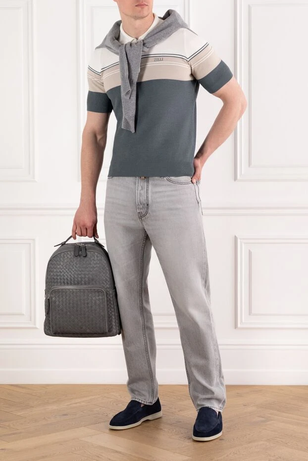 Jacob Cohen серые мужские джинсы из хлопка с лиоцеллом с потертостями 189054 - фото 2