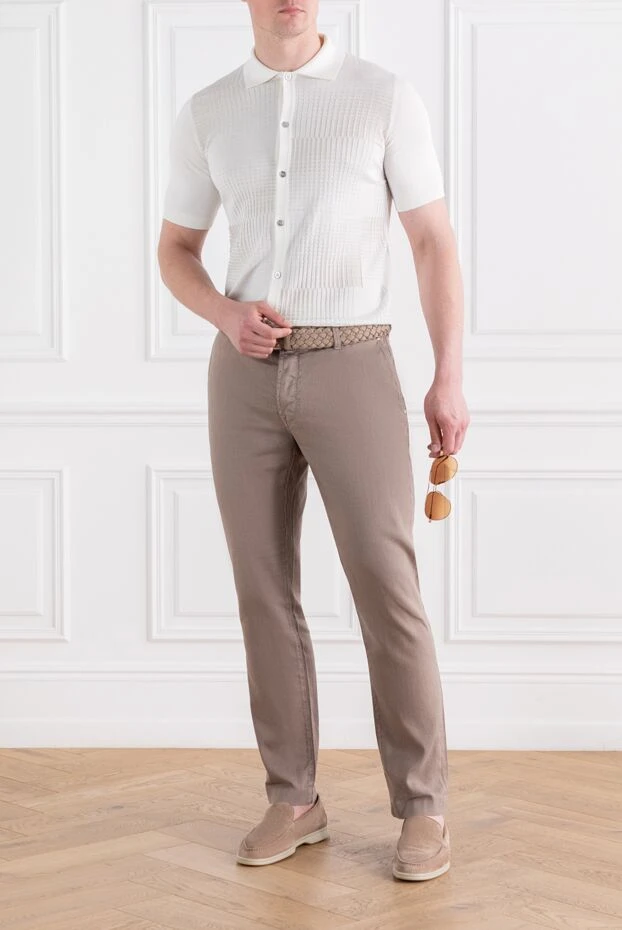 Jacob Cohen летние брюки бежевого цвета с поясом на кулиске
 189056 - фото 2