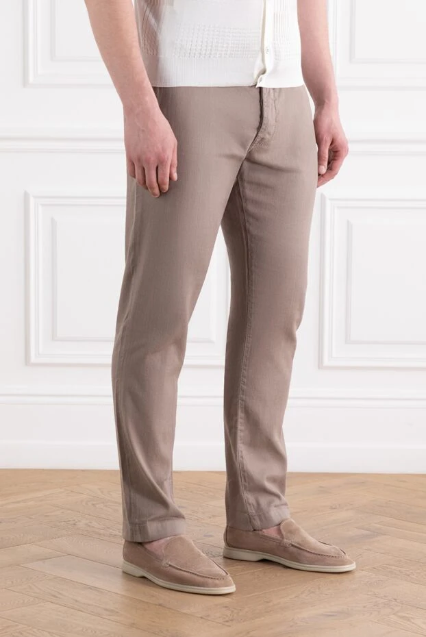 Jacob Cohen летние брюки бежевого цвета с поясом на кулиске
 189056 - фото 3