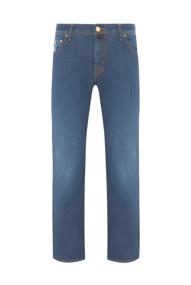 Jacob Cohen голубые прямые джинсы с потертостями мужские 189060 - фото 1