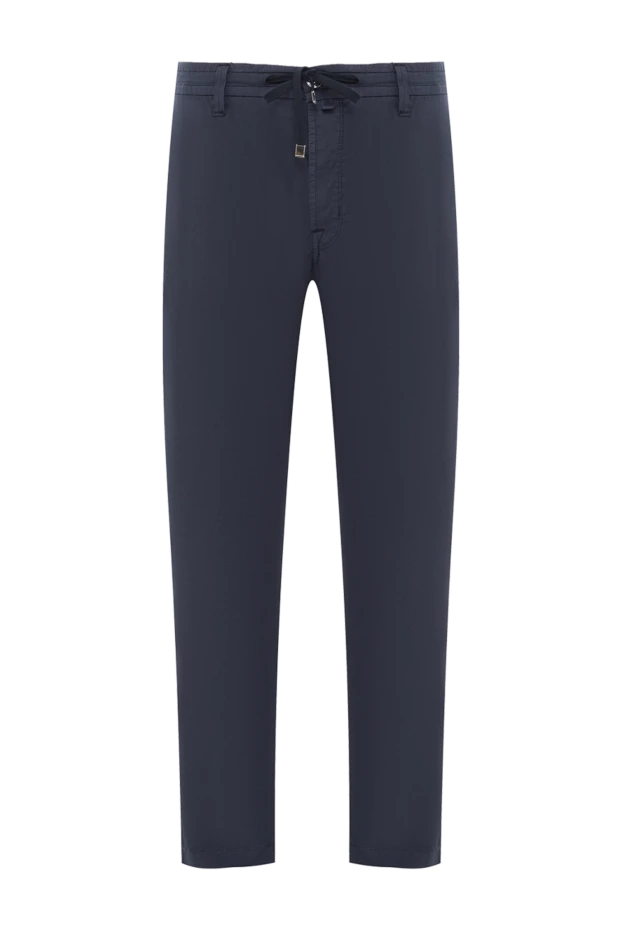 Men's Blue Stretch Cotton Chinos with Drawstring - photo 1