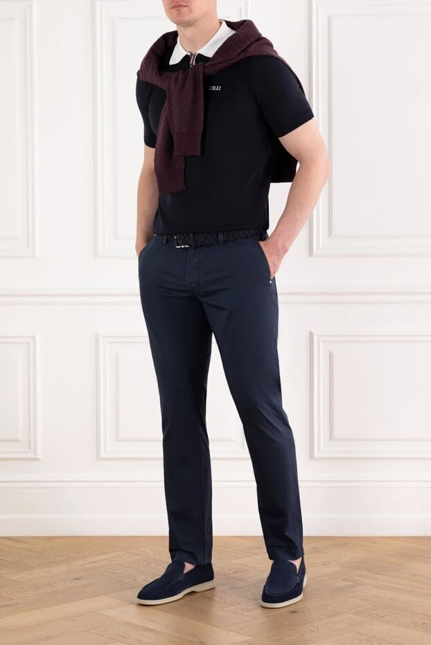 Jacob Cohen брюки-чиносы из эластичного хлопка синие мужские на завязке 189064 - фото 2