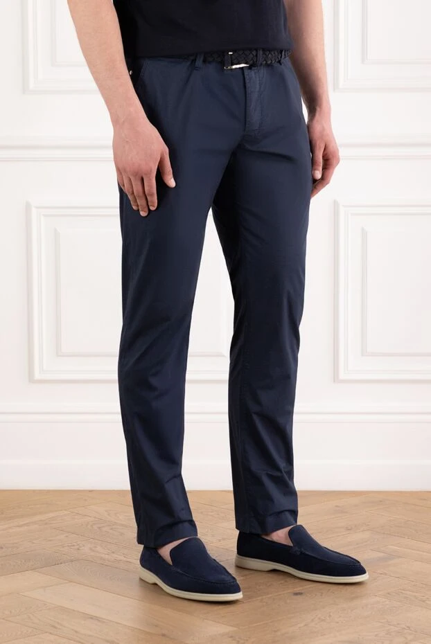Jacob Cohen брюки-чиносы из эластичного хлопка синие мужские на завязке 189064 - фото 3
