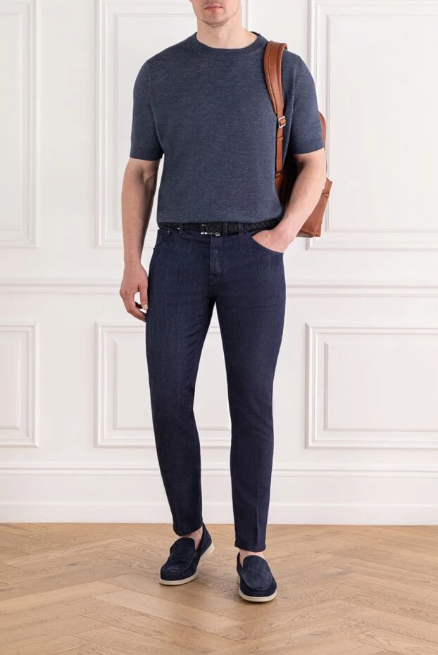 Jacob Cohen темно-синие джинсы мужские прямые с пятью карманами 189066 - фото 2