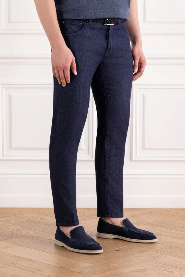 Jacob Cohen темно-синие джинсы мужские прямые с пятью карманами 189066 - фото 3