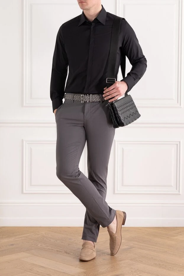 Jacob Cohen хлопковые брюки графитового оттенка с классической застёжкой и вышитым логотипом 189067 - фото 2