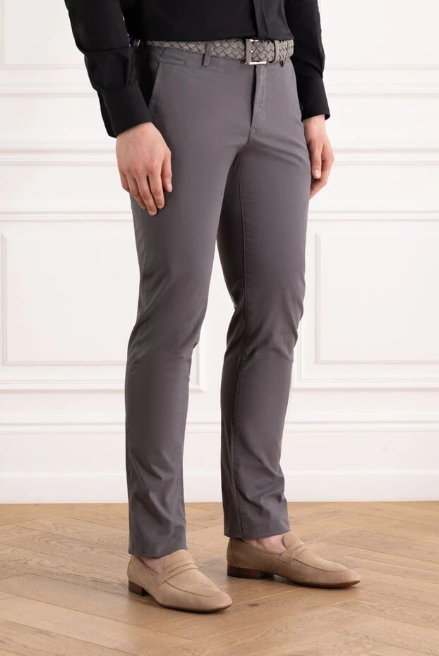 Jacob Cohen хлопковые брюки графитового оттенка с классической застёжкой и вышитым логотипом 189067 - фото 3