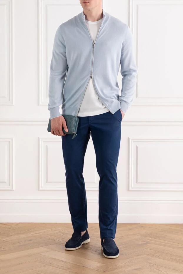 Jacob Cohen синие брюки-чиносы из эластичного хлопка мужские 189069 - фото 2