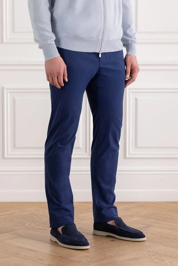 Jacob Cohen синие брюки-чиносы из эластичного хлопка мужские 189069 - фото 3