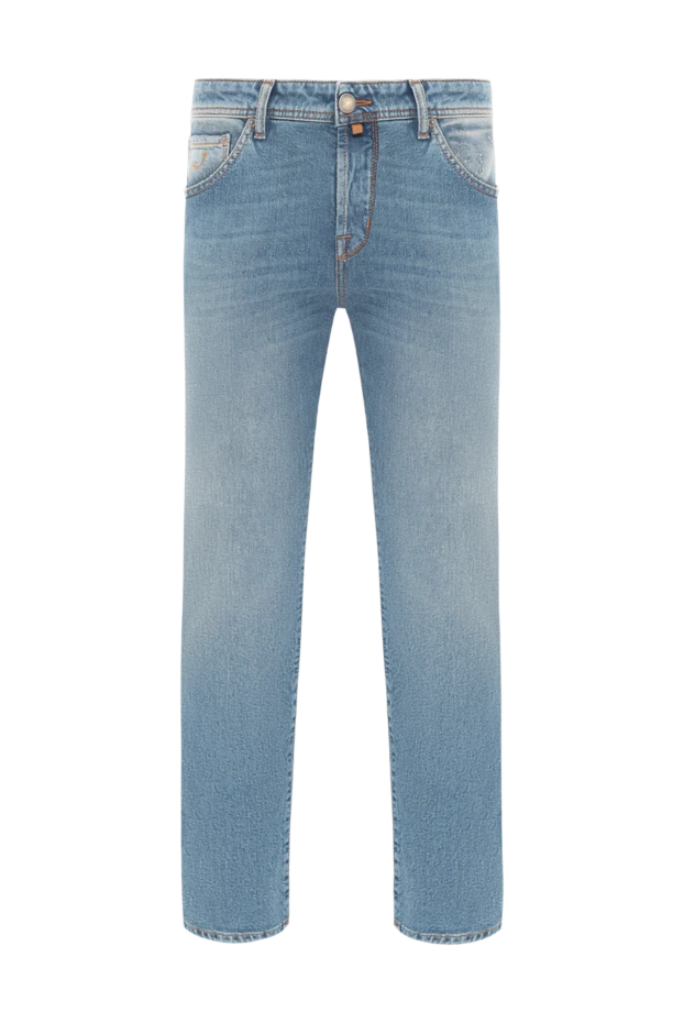 Голубые мужские джинсы из хлопка с винтажным эффектом - фото 1