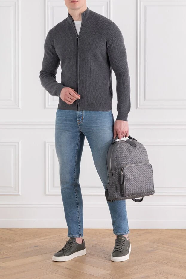 Jacob Cohen голубые мужские джинсы из хлопка с винтажным эффектом 189070 - фото 2