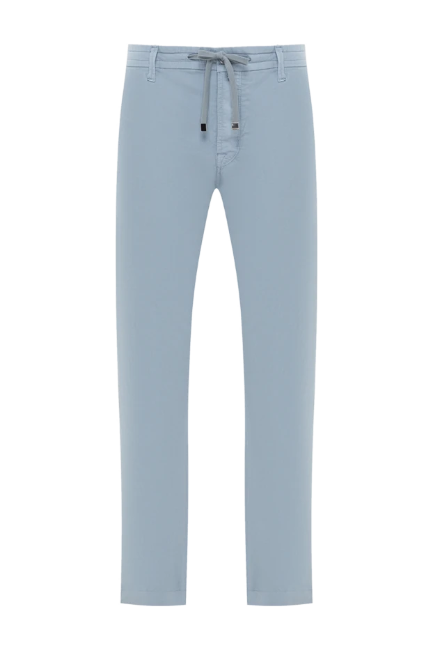 Relaxed fit light blue trousers with waistband - photo 1