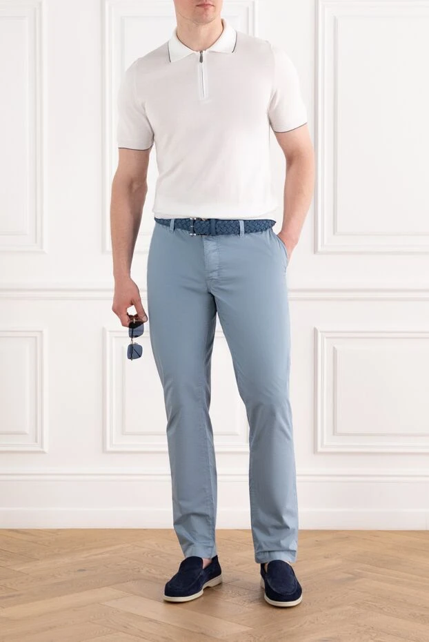 Jacob Cohen голубые брюки в расслабленном стиле с утягивающим поясом 189071 - фото 2