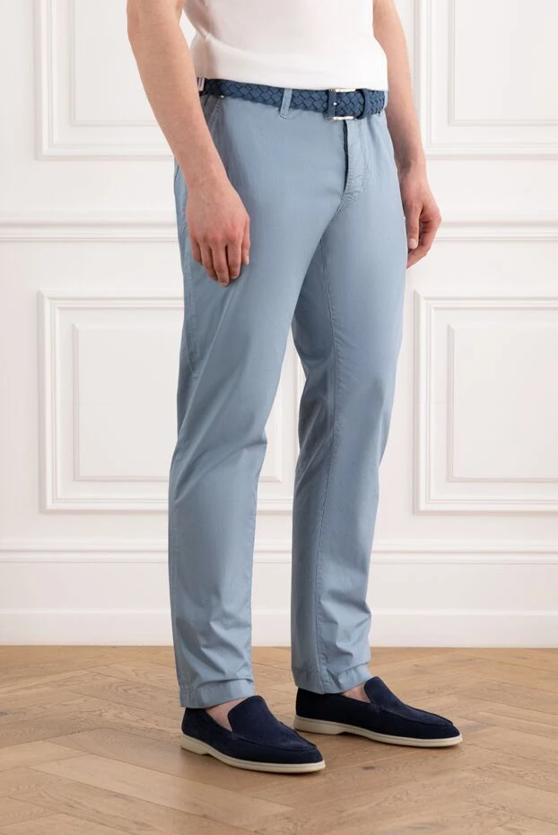 Jacob Cohen голубые брюки в расслабленном стиле с утягивающим поясом 189071 - фото 3