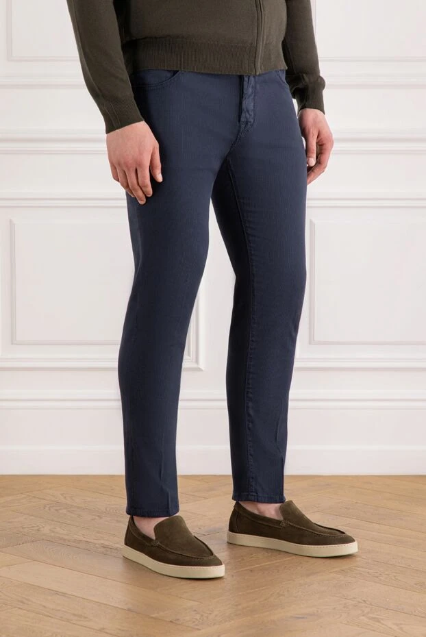 Jacob Cohen темно-синие джинсы мужские зауженные 189073 - фото 3