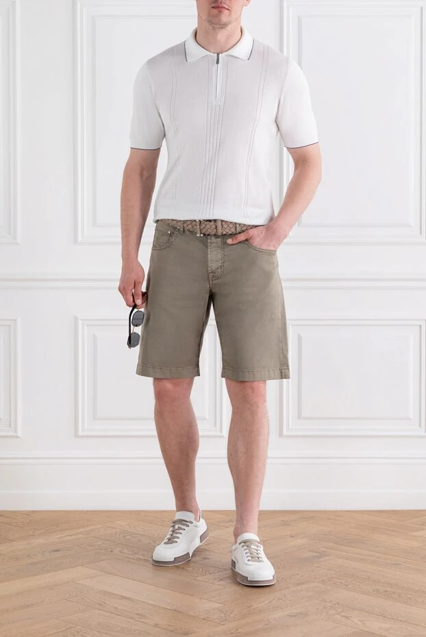 Jacob Cohen джинсовые шорты мужские из хлопка бежевого цвета 189075 - фото 2