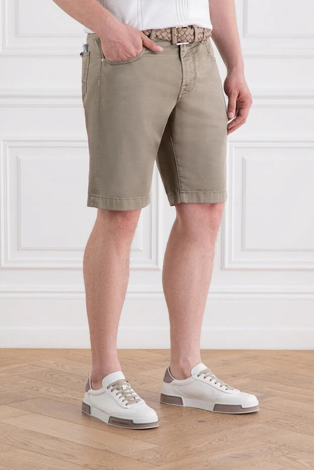 Jacob Cohen джинсовые шорты мужские из хлопка бежевого цвета 189075 - фото 3