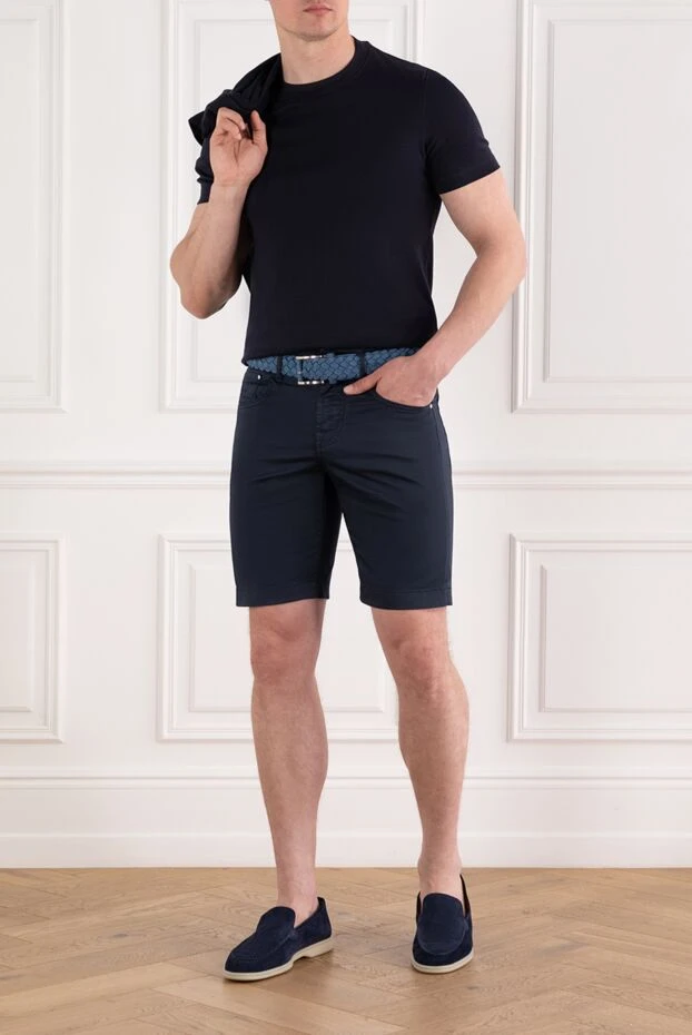 Jacob Cohen классикалық джинсы киімі бар қою көк мақта шорт 189076 - фото 2