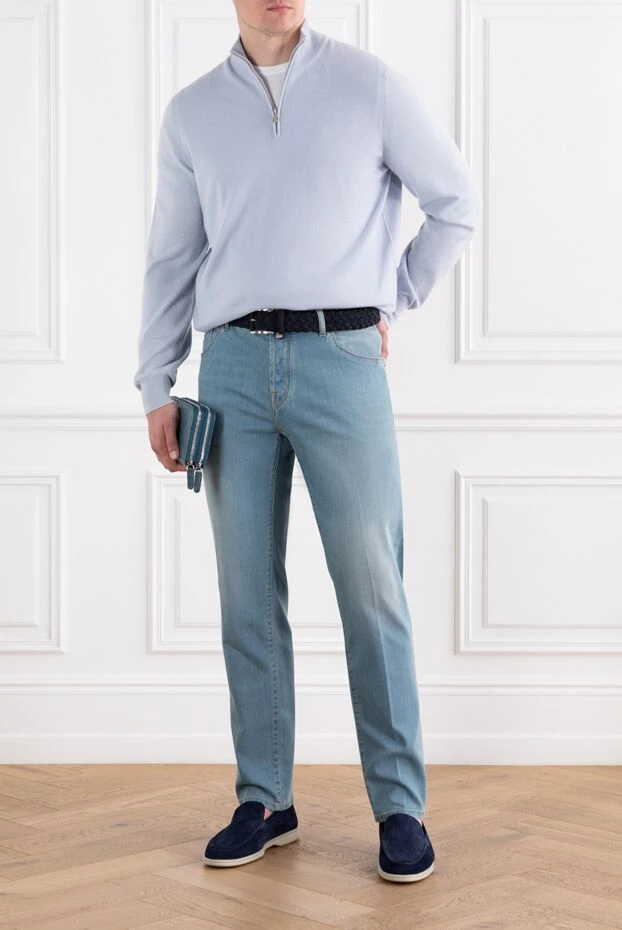 Jacob Cohen джинсы повседневные из голубого хлопка с варёной текстурой и ровным низом 189079 - фото 2
