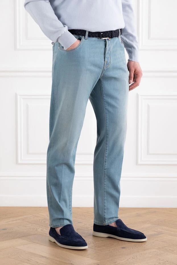 Jacob Cohen джинсы повседневные из голубого хлопка с варёной текстурой и ровным низом 189079 - фото 3