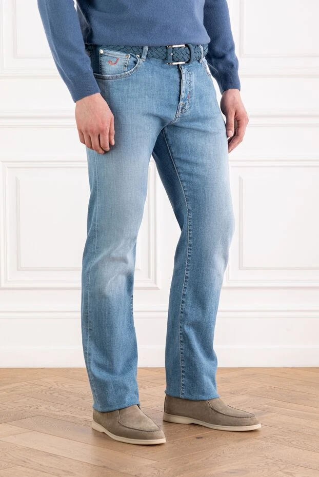 Jacob Cohen джинсы мужские голубые прямые хлопковые
 189081 - фото 3