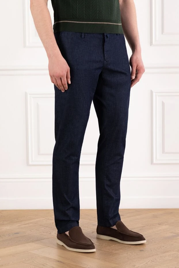 Jacob Cohen прямые брюки из смесового хлопка с фактурной поверхностью и средней посадкой синие
 189084 - фото 3