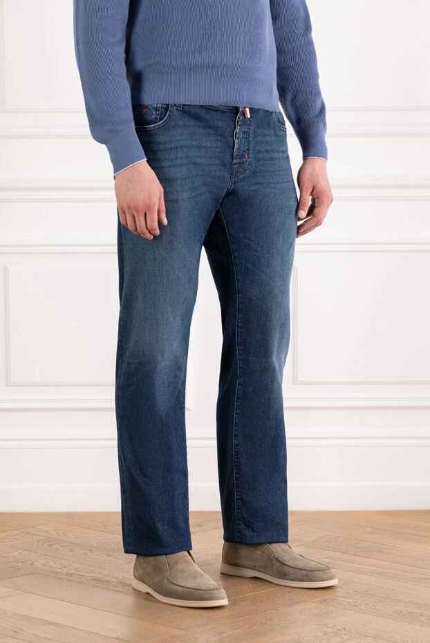 Jacob Cohen синие джинсы из стрейчевого денима с красной прострочкой
 189088 - фото 3