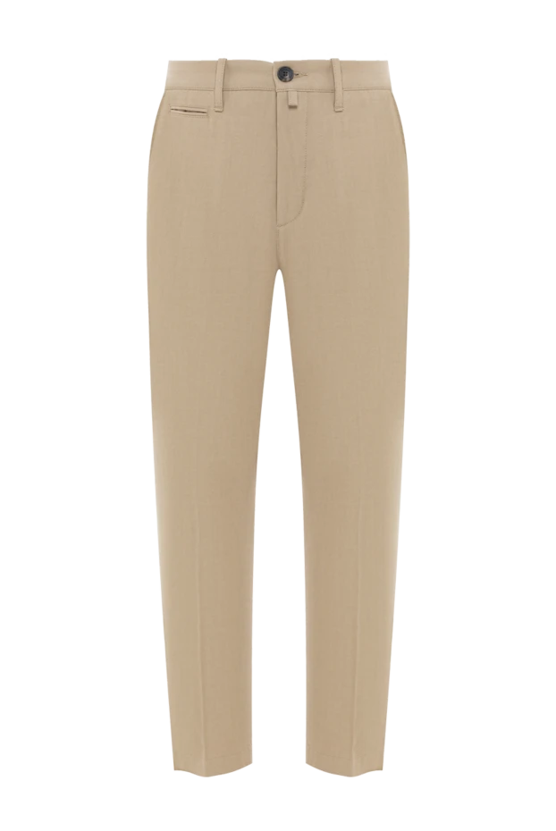 Beige Pure Cotton Men's Trousers - photo 1
