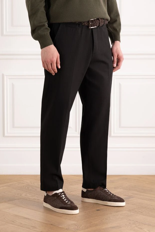 Jacob Cohen элегантные брюки чёрного цвета из гладкого материала со стрелками и прорезными карманами 189091 - фото 3